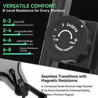 Hometrainer met 8 magnetische weerstanden, opvouwbaar