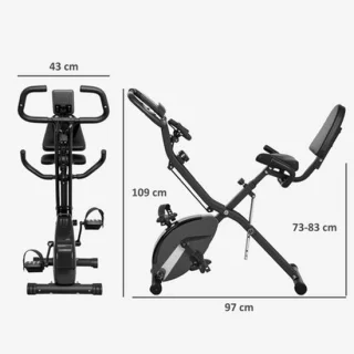 Hometrainer met magnetische weerstand, opvouwbaar en verstelbaar zadel – zwart