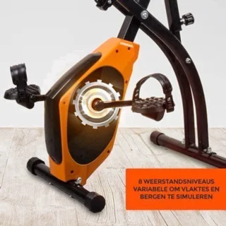 Hometrainer opvouwbaar – zwart-oranje fitnessfiets