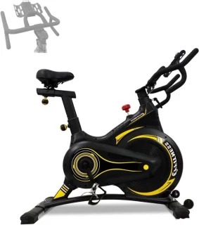 Indoor cycling fiets hometrainer geel