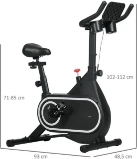 Indoorfietsen hometrainer met wielen en verstelbare zwarte zitting en stuur