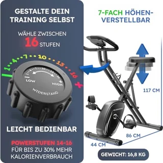 Inklapbare Hometrainer Ergometer