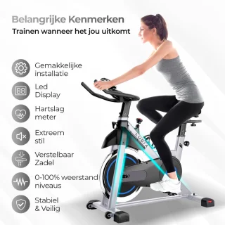 Lugia Hometrainer PRO Fitnessfiets 15 KG Vliegwiel