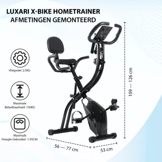 Luxari X-Bike Pro Hometrainer inklapbaar met rugleuning