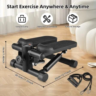 Mila Shop Stepper stepapparaat met weerstandsbanden en LCD scherm