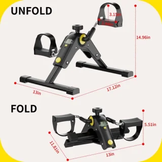 Mini pedaaltrainer onder bureau - zwart opvouwbaar model