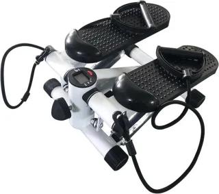 Mini stepper 2-in-1 met elastieken - zwart