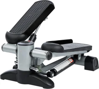Mini stepper fitness trainer met trainingscomputer, zilver zwart