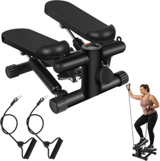 Mini-stepper met verstelbare weerstandstrap, LCD-monitor en antislip pedalen - ShopVlot