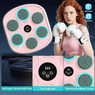 Muziek Boksen Machine - Slimme Bokstrainer - Thuis Fitness - Wandmontage Ontwerp - 46x46x43cm - Roze