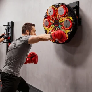 Muziek Boksmachine - Smart Trainer - Thuis Fitness - Boorloze Installatie - 33x33cm - Kleurrijk