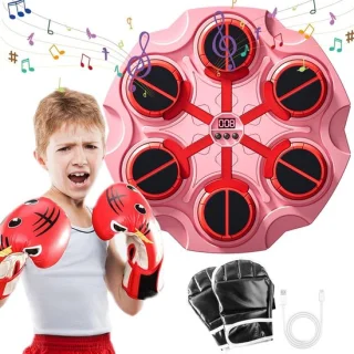 Muziek boksmachine wand bokstrainer 35x35 cm roze