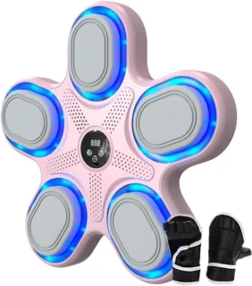 Muziek Boksmachine - Wand Bokstrainer - Thuis Sporten - Dynamische LED Verlichting - 37 x 35 x 5 cm - Roze