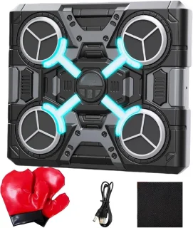 Muziek boksmachine - wandmontage bokser - 32.2 x 27.6 cm - zwart