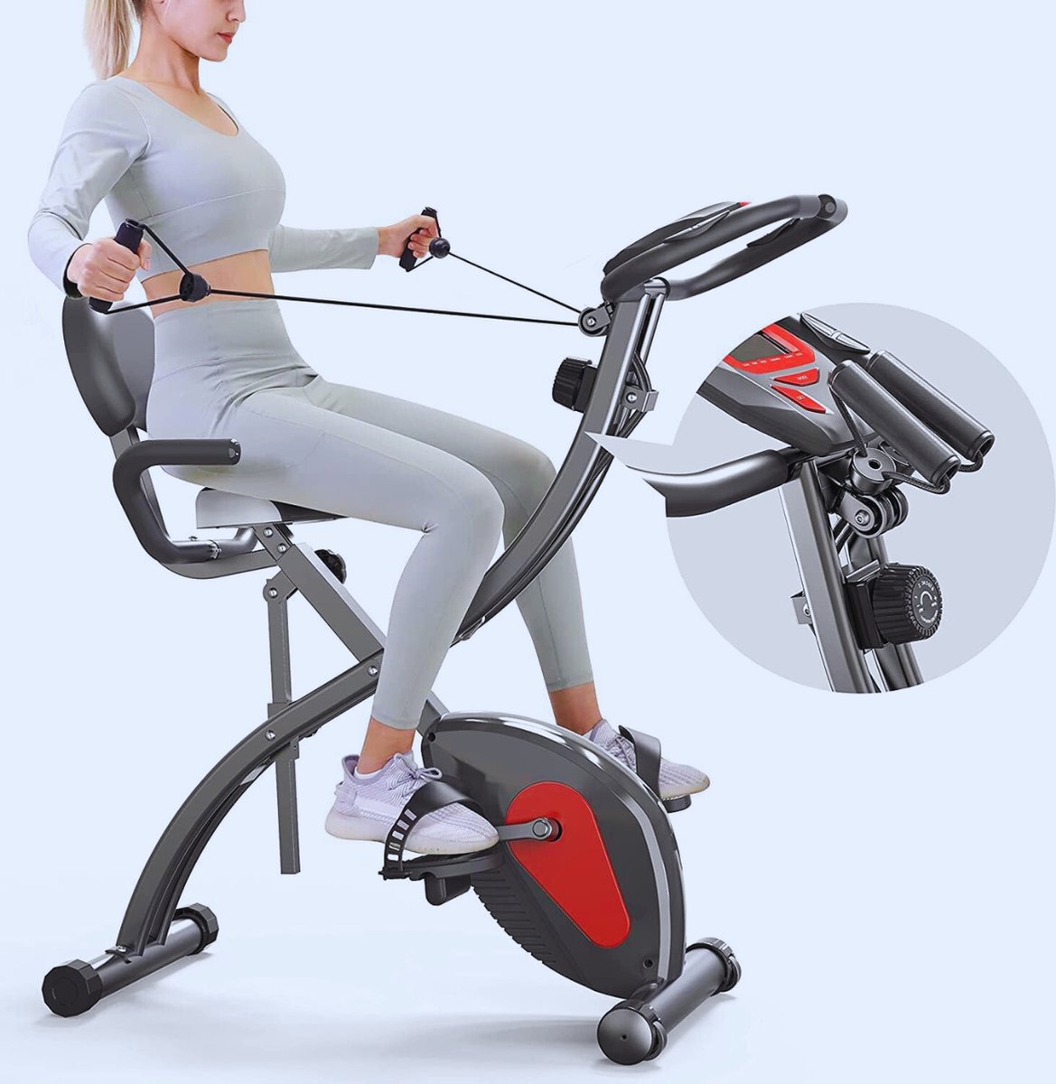 De Opvouwbare Hometrainer Fitnessfiets Met LCD-Scherm in één oogopslag