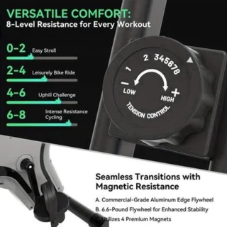 Opvouwbare hometrainer met magnetische weerstand