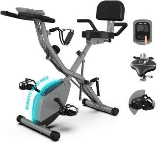 Opvouwbare Hometrainer met Rugleuning 16 Weerstandsniveaus LCD-display 160kg draagvermogen