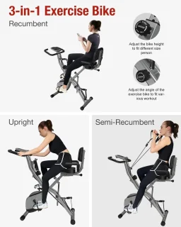 Opvouwbare Hometrainer met Rugleuning 16 Weerstandsniveaus LCD-display 160kg draagvermogen