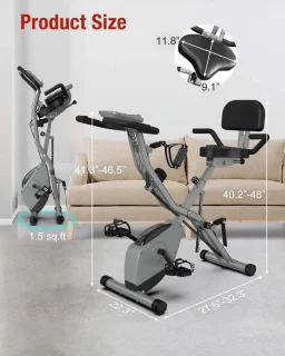 Opvouwbare Hometrainer met Rugleuning 16 Weerstandsniveaus LCD-display 160kg draagvermogen