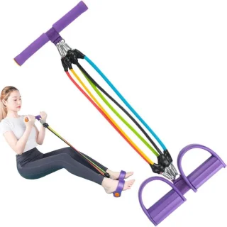 Pedaaltrekker beenrek fitness elastiek paars