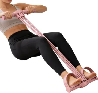 Pedaaltrekker met weerstandsband - 27 x 52 cm - roze