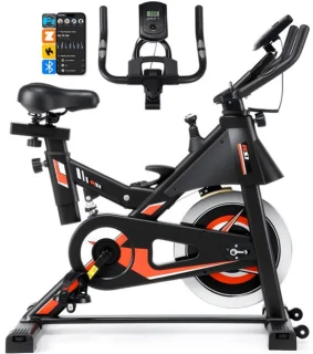 Premium hometrainer fitnessfiets met lcd-display en hartslagmeter