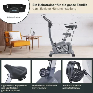 Skandika Wiry Ergometer Hometrainer grijs