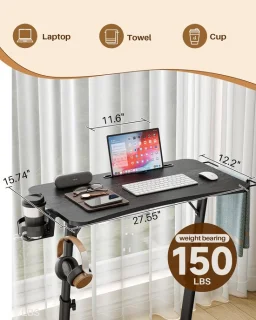 SnelShoppen - roltrainer tafel met wielen voor indoor fietsen - zwart