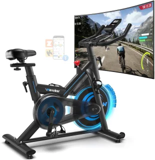 SnelShoppen - Wenoker Hometrainer, Stille Ergometer Fiets met App, Magnetische Weerstand, Indoor Fitnessbike tot 160 kg voor Cardiotraining Thuis