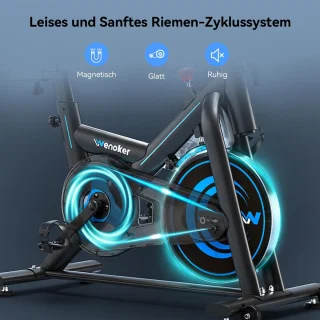 SnelShoppen - Wenoker Hometrainer, Stille Ergometer Fiets met App, Magnetische Weerstand, Indoor Fitnessbike tot 160 kg voor Cardiotraining Thuis