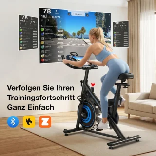 SnelShoppen - Wenoker Hometrainer, Stille Ergometer Fiets met App, Magnetische Weerstand, Indoor Fitnessbike tot 160 kg voor Cardiotraining Thuis
