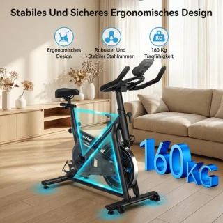 SnelShoppen - Wenoker Hometrainer, Stille Ergometer Fiets met App, Magnetische Weerstand, Indoor Fitnessbike tot 160 kg voor Cardiotraining Thuis