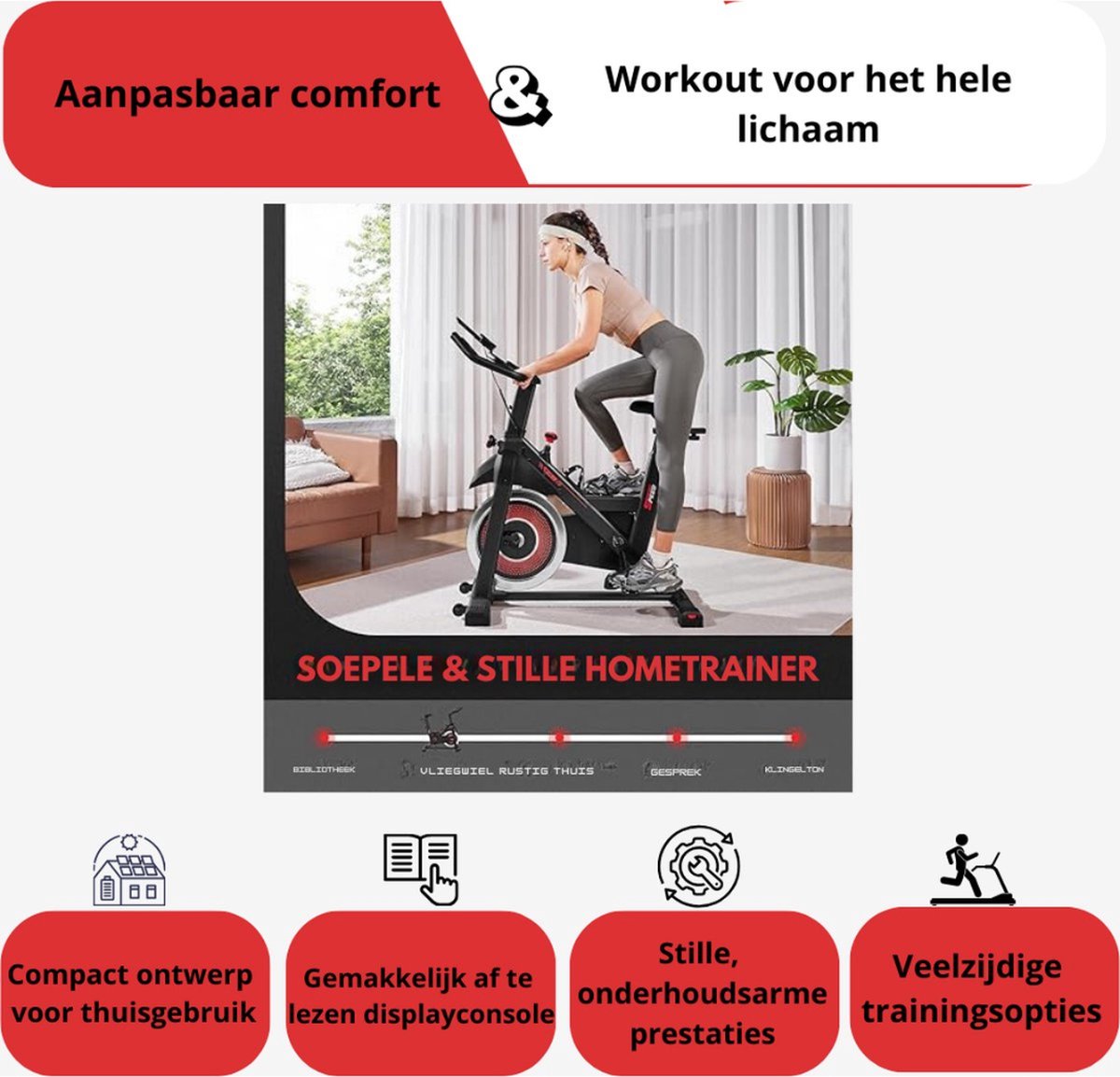 Spinningfiets Hometrainer Met LCD-Scherm En Houder