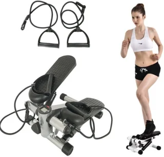 Stepper hometrainer met LCD-scherm, verstelbare hoogte - grijs