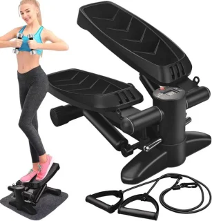 Stepper met Banden - Home Climber - Full Body Training - Afneembare Banden - 112 cm Hoog - Zwart