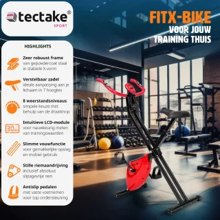 tectake hometrainer fitnessfiets opvouwbaar met computer