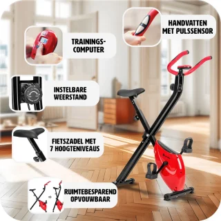 tectake hometrainer fitnessfiets opvouwbaar met computer