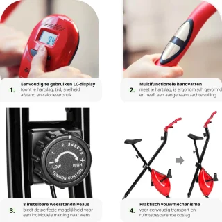 tectake hometrainer fitnessfiets opvouwbaar met computer