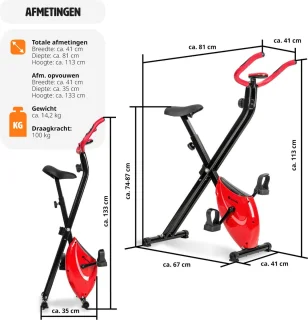 tectake hometrainer fitnessfiets opvouwbaar met computer