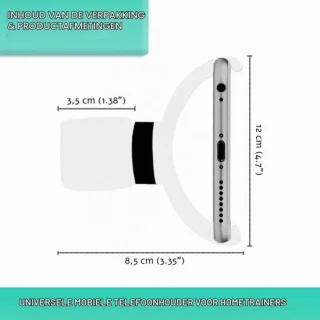 Telefoonhouder voor fiets, appartement, hometrainer en loopband, wit
