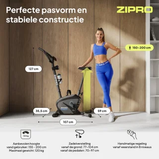 Zipro Beat Hometrainer magnetische fiets zwart/grijs