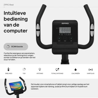 Zipro Beat Hometrainer magnetische fiets zwart/grijs