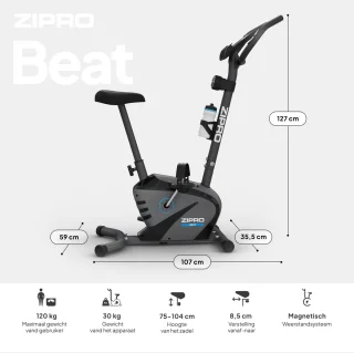 Zipro Beat Hometrainer magnetische fiets zwart/grijs