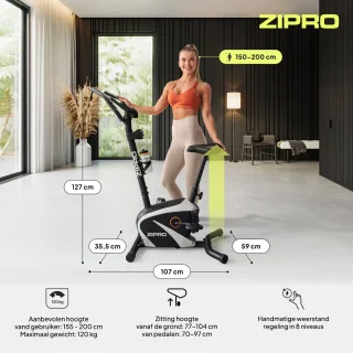 Zipro Beat RS Hometrainer Zwart-Wit