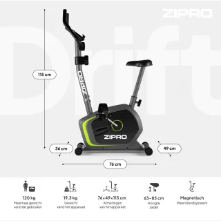 Zipro Drift Magnetische Hometrainerfiets zwart/grijs