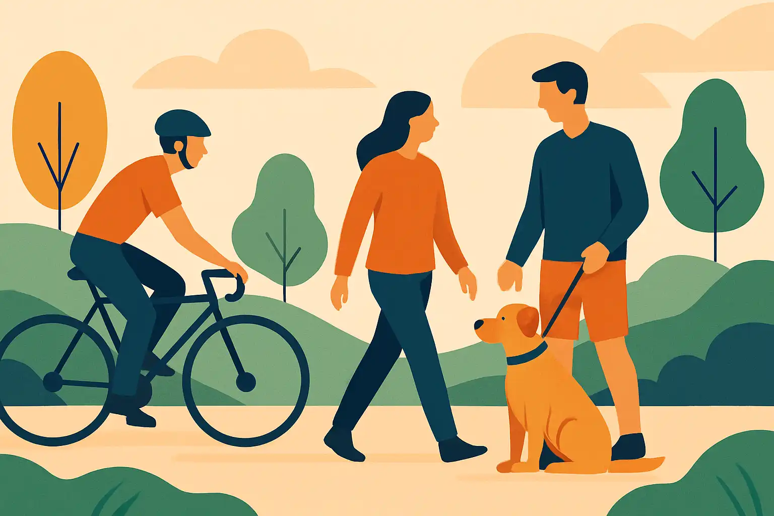 Publiek en pootjes: etiquette voor rustige ontmoetingen met andere fietsers, wandelaars en honden