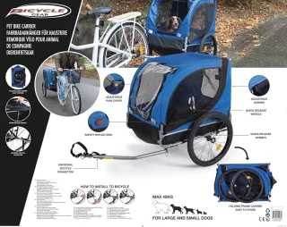 Opvouwbare Hondenfietskar met Reflectoren en Regenhoes - Fietsaanhanger voor Honden tot 40 KG