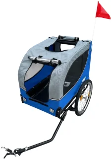 Hondenfietskar met Reflectoren – Blauw – Fietsaanhanger Hond tot 30kg