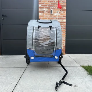 Hondenfietskar met Reflectoren – Blauw – Fietsaanhanger Hond tot 30kg
