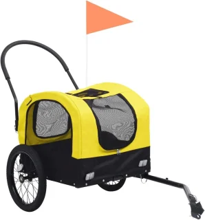 2-in-1 Dierenfietskar en Jogger - Opvouwbare Hondenaanhanger voor Fiets in Geel en Zwart